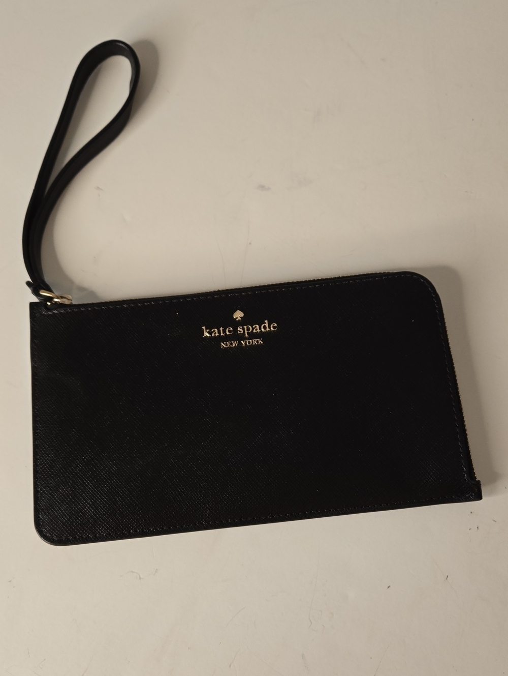 Kate Spade Black Wristlet Clutch With Gold Logo